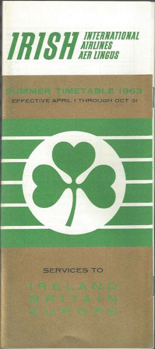 Aer Lingus Irish Airlines System Timetable 4/1/63 [9101]