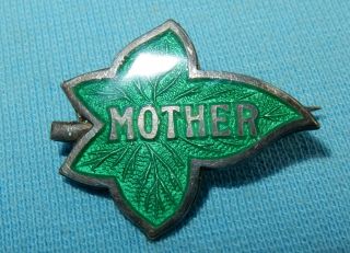 Vintage Sterling Silver & Guilloche Enamel Mother Maple Leaf Pin Brooch Ajc