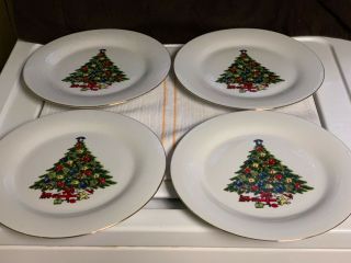 Vintage Christmas Tree 10 1/2” Plate By Sea Gull Set Of 4