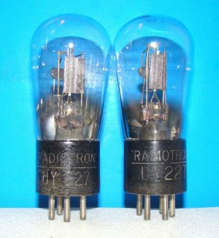 No Uy 227 Rca Type Radio Engraved Audio Vacuum 2 Tubes Valves Globe 427 327 27