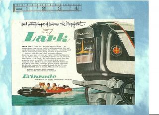 Vintage 1956 Evinrude 35 Hp Lark Outboard Motors 6 " X 9 " Color Ad