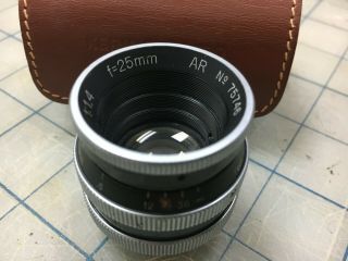 Kern Paillard 25mm F/1.  4 Ar Lens And Case