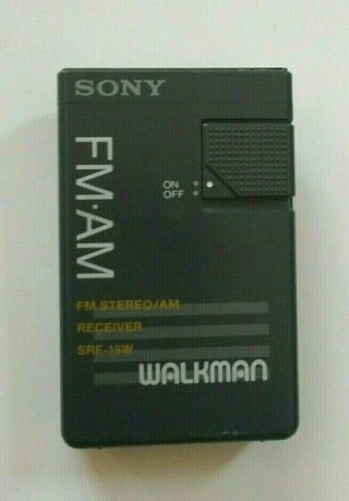 Sony Walkman Radio SRF - 19W Pocket Clip Stereo AM FM Mini Portable Vintage 1980 ' s 2
