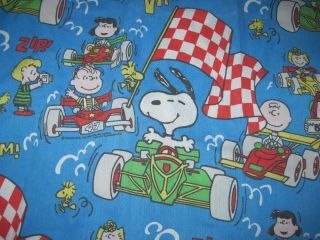 VINTAGE SNOOPY / PEANUTS NASCAR - RACE CAR TWIN FITTED SHEET 2