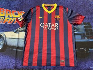 Authentic Nike Dri - Fit Fcb Barcelona Qatar Airways Unicef Soccer Jersey Size L