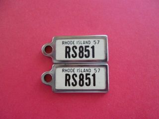 Matching 1957 Rhode Island Dav License Plate Key Return Tags