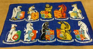 Vintage Kitchen Souvenir Towel,  Linen,  United Kingdom,  The Queen’s Beasts