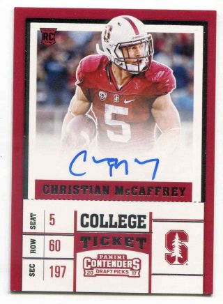 2017 Panini Contenders College Ticket Auto Christian Mccaffrey Rc Panthers
