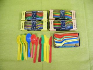 Vintage Rainbo Plastic Forks Spoons Knives