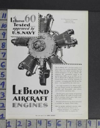 1929 Aviation Aircraft Plane Pilot Leblond Engine Navy Horsepower Ad Zo08