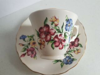 Colclough Flower Cup And Saucer Set Vintage