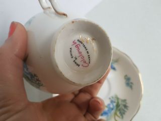 Colclough Blue Flower Cup and Saucer Set Vintage 3