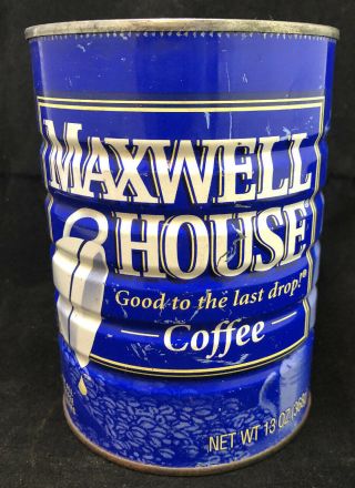 Vintage Coffee Tin Can.  Maxwell House 13 Oz.  Ny.  No Lid Advertising.  K15
