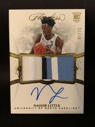 Nassir Little 2019 - 20 Flawless Collegiate Rookie Patch Auto 05/25 Unc