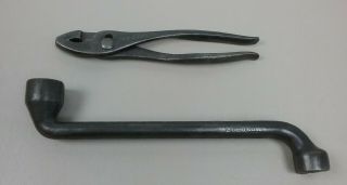Vtg Fordson Tractor Lug Wrench 2372 & Slip Joint Pliers Old Collectible Tools