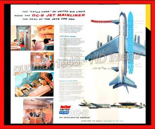 United Airlines 1959 Airline Brochure.  Douglas Dc - 8 Jetliner