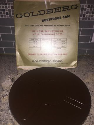 Goldberg Bros 16mm 1600ft Metal Film Reel & Can / Empty Reel With Can Vintage