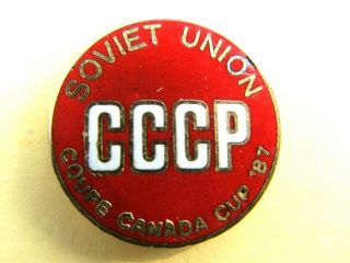 Vintage 1987 Canada Cup Soviet Union Pin.  Gretzky To Lemieux.  Scores