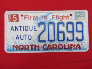 Vintage Paint 2000 North Carolina License Plate Antique Auto 20699 Blue
