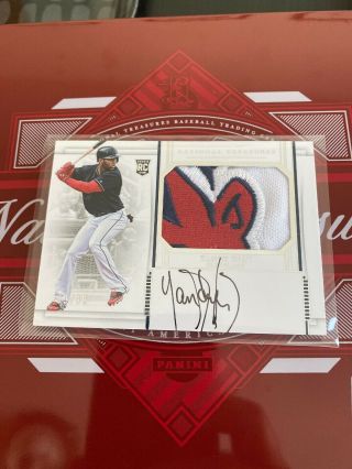 2019 National Treasures Yandy Diaz Rc - Indian Head Patch 09/99 - Unreal Patch