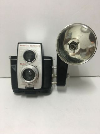 Vtg Kodak Brownie Reflex 20 Camera W/ Kodalite Midget Flasholder
