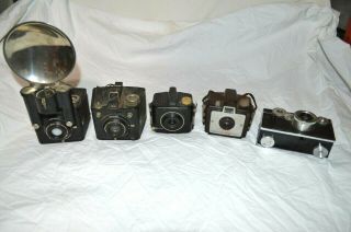 4 Vintage Box Cameras And Argus C3