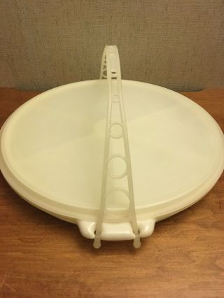 Vintage Tupperware 12 " Round Party Susan Divided Tray 405 W/sheer Lid & Handle