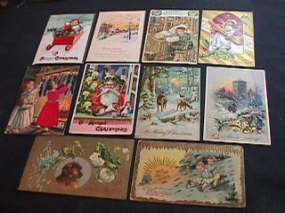 Assortment Of 10 Vintage Christmas Greetings Postcards From Early 1900 