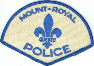 Mount - Royal Police,  Quebec,  Canada Htf Vintage Uniform/shoulder Patch