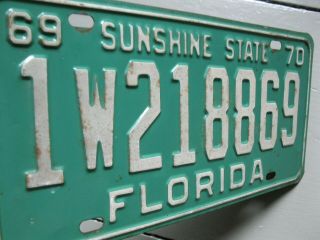 Vintage 1969 1970 Florida License Plate Tag Green Sunshine State Rare