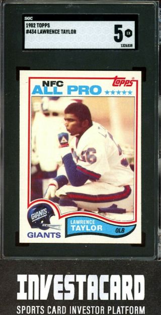 1982 Topps Lawrence Taylor York Giants 434 Vintage Football Card Sgc 5 Hof
