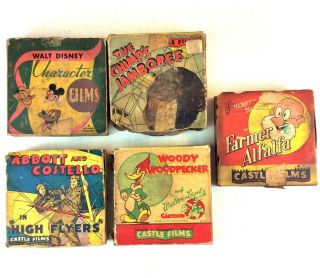 Vintage Castle 16mm Films Woody Woodpecker Abbott Costello Mickey Mouse Alfalfa
