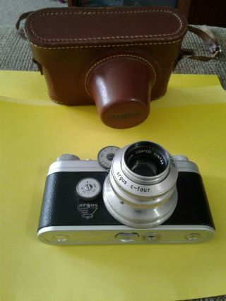 Vintage Argus C - Four [c4] 35mm Rangefinder Camera 50mm F2.  8 Leather