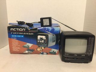 Action 5 Inch Black And White Tv With Am Fm Radio