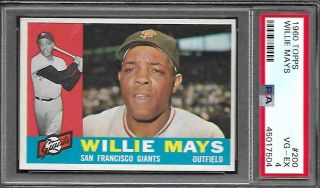 1960 Topps 200 Willie Mays Giants Good Looking Vg - Ex Psa 4