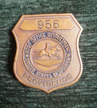 Title Vintage Usa Brass Post Office Badge Providence 956