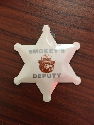 Vintage Junior Forest Ranger Smokey Bear Tin Pinback Badge / Pin