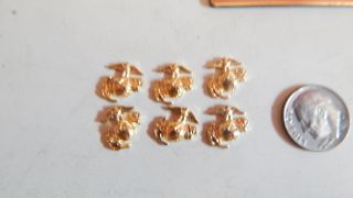 6 Vtg Solid Brass Gold Plate Marine Corp Ega Findings