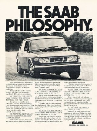 1976 Saab 99 - Philiosophy - Classic Vintage Advertisement Ad A90 - B