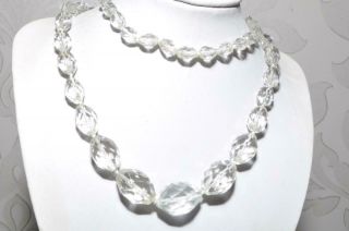 Sparkly Vintage Long Cut Crystal Necklace With Graduated Beads