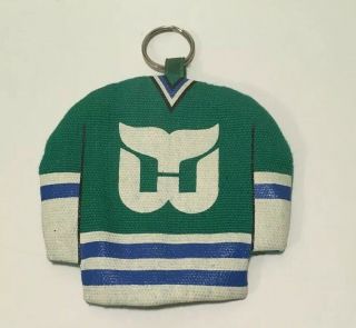 Vintage Nhl Hartford Whalers Coin Zipper Green Jersey Pouch - Good Shape