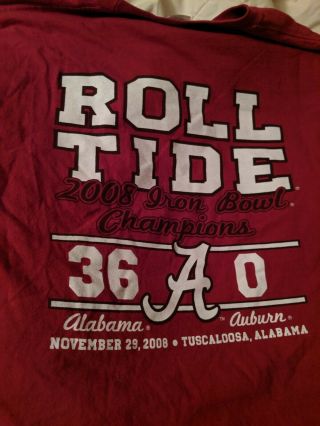 2008 Iron Bowl Alabama Crimson Roll Tide Football T - Shirt Large Long Sleeve