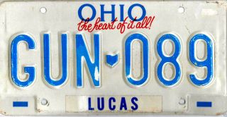 Undated Ohio Gun 089 Lucas County License Plate Tag