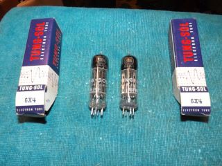(2) Nos Tung - Sol 6x4 Rectifier Tubes - D Getter - Black Plate - Matching
