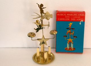 Vintage Musical Whirling Christmas Angel With 4 Candles