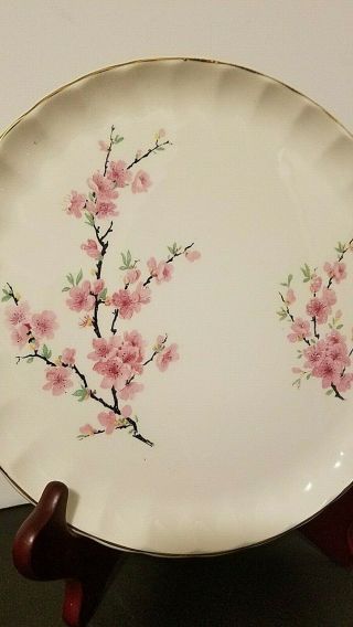 VTG W S George Bolero Peach Blossom Pattern 9” Dinner Plate 22 Kt Gold Rimmed 2