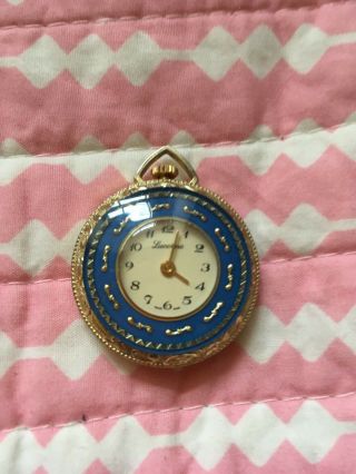 Lucerne Vintage Pendant Mechanical Swiss Watch Blue And Gold