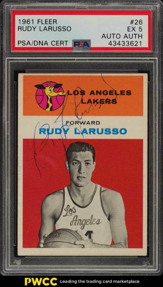 1961 Fleer Basketball Rudy Larusso Rookie Psa/dna Auto 26 Psa 5 Ex (pwcc)