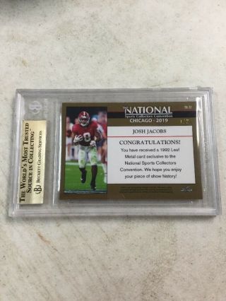 2019 Leaf Metal The National Josh Jacobs 1/2 Red Refractor Rookie Card BGS 9.  5 2