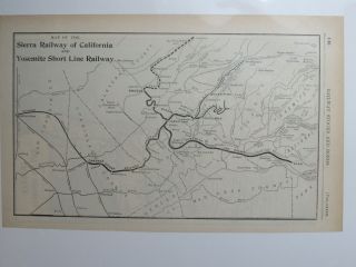 Map Of The Sierra Railway Of California And Yosemite Short Line 1906